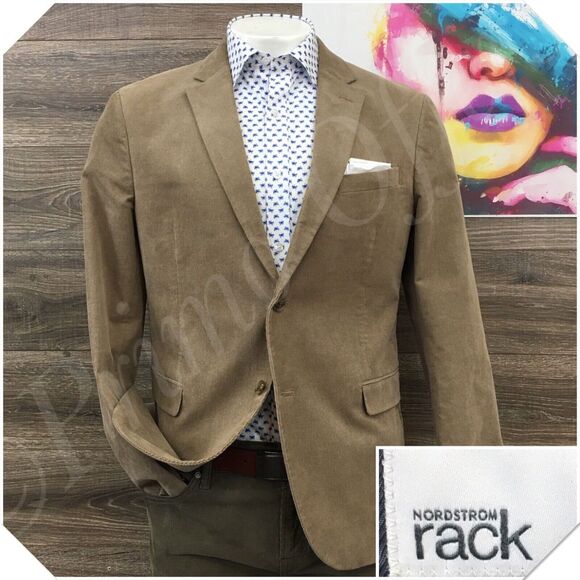 NORDSTROM Mens Corduroy Blazer Sport Coat Casual Jacket Size 44R‎ Cotton Suit